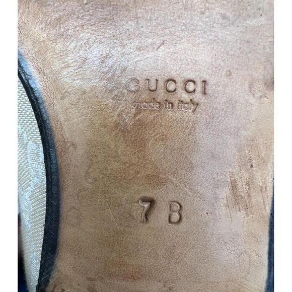 GUCCI Women's Tan Monogram GG Logo Canvas Horsebit Loafers Size 7 - Picture 12 of 13